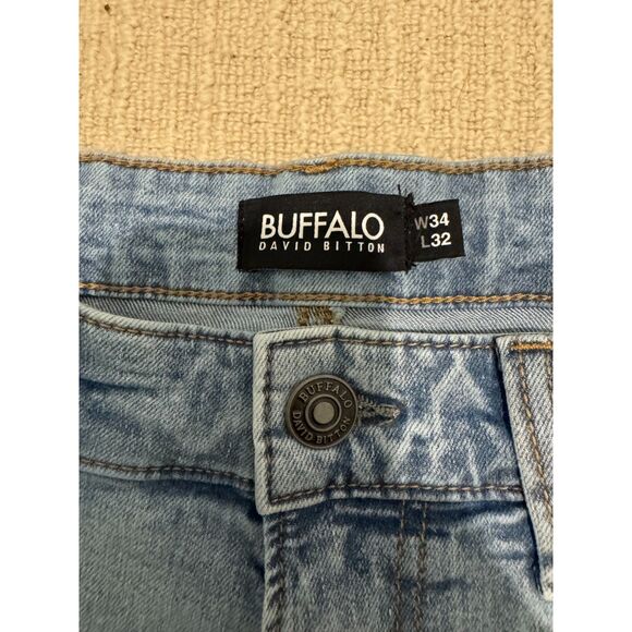 Buffalo David Bitton Men's Axel slim-fit jeans, light blue/ sanded wash. - Picture 3 of 3